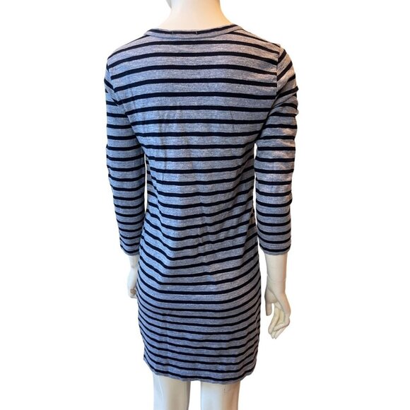 J. Crew Womens Striped Tee Shirt Dress Side Zippers 100% Cotton Blue Gray SZ XS - Picture 4 of 10